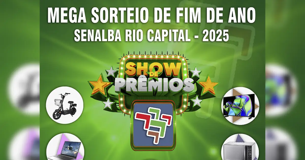 INSCRIÇÕES ABERTAS! SENALBA RIO CAPITAL LANÇA MEGA SORTEIO DE FIM DE ANO COM MOTO ELÉTRICA E MUITOS PRÊMIOS